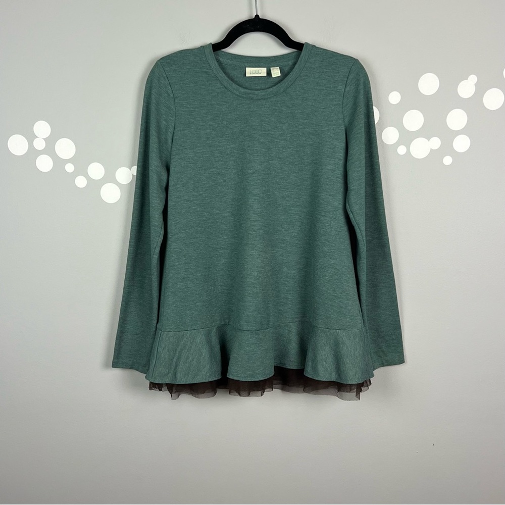 Logo Lounge Ruffle Tulle Hem Peplum Top Size XS